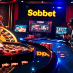 Sbobet link alternatif showcased in a dynamic casino setting with players and betting interfaces.