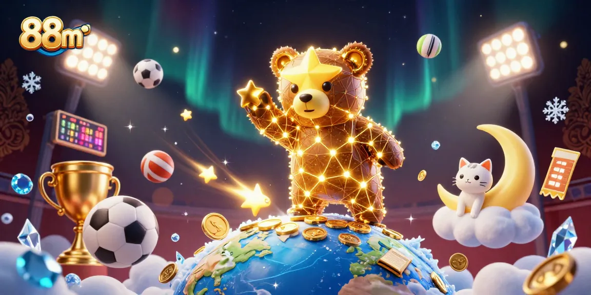 Play thrilling games and win big with the vibrant illustration of 88m casino adventures.